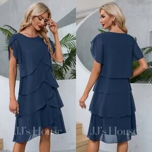 JJ's House Navy Blue Layered Midi Dress
